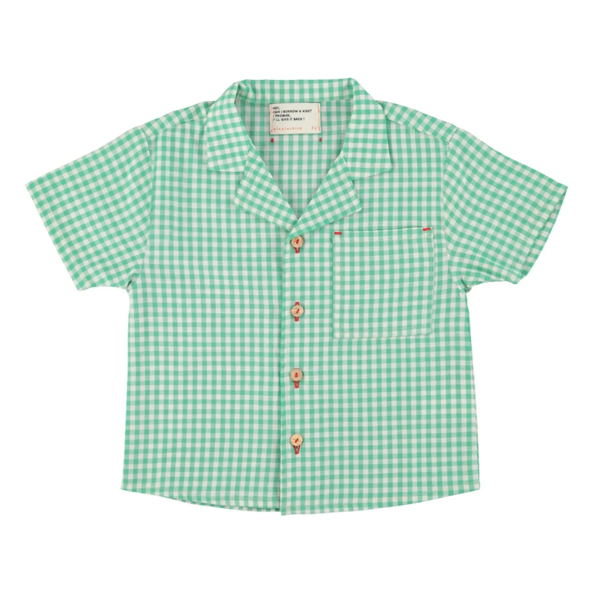 Piupiuchick - Camisa Gingham de Algodón Orgánico | Turquesa