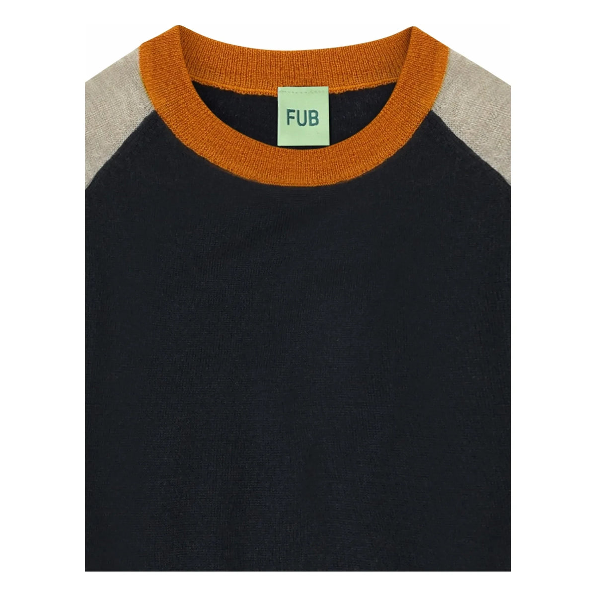 FUB - Jersey de punto fino de lana merino color block | Azul marino