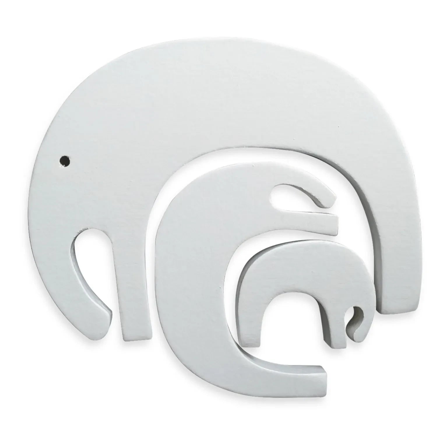 Pinch Toys - Juguete de elefante apilable de madera | Blanco