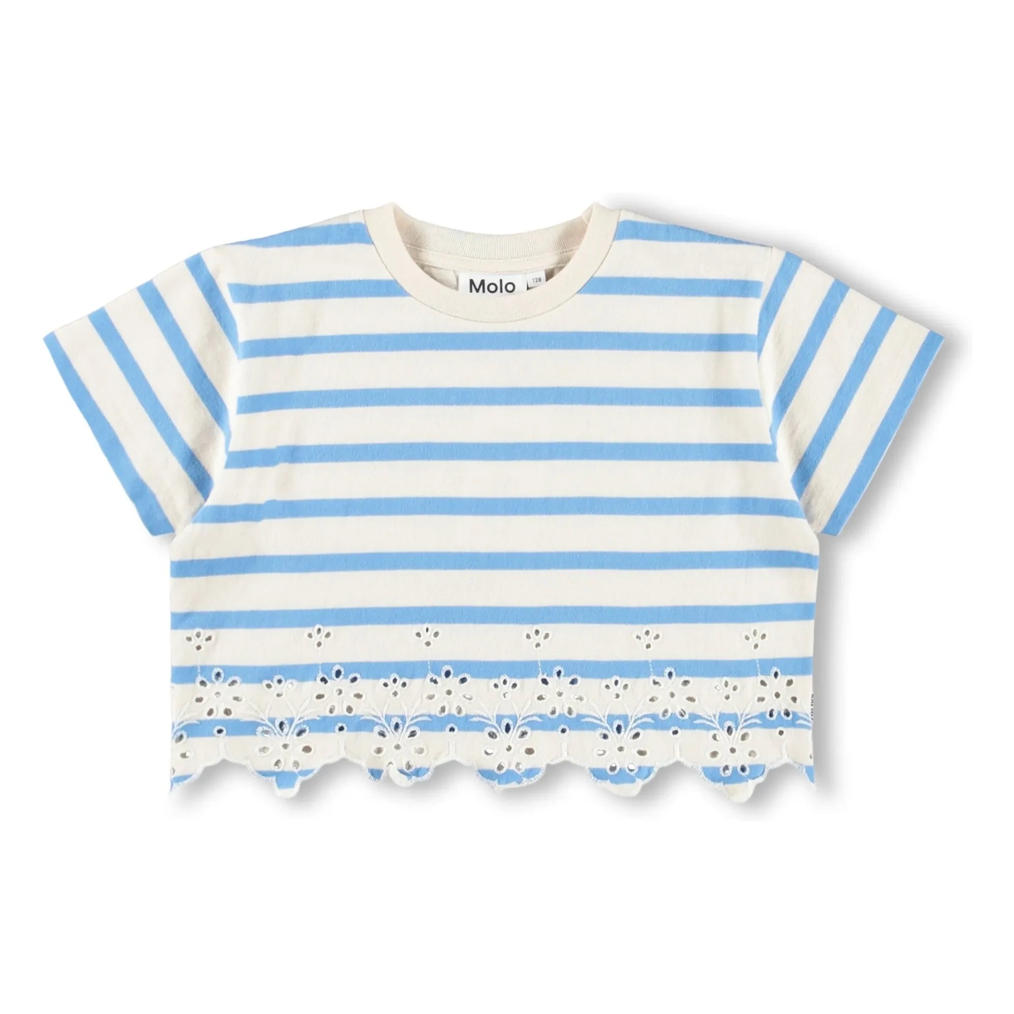 Molo - Camiseta de algodón orgánico con rayas Rosita | Azul claro