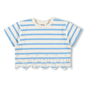 Molo - Camiseta de algodón orgánico con rayas Rosita | Azul claro
