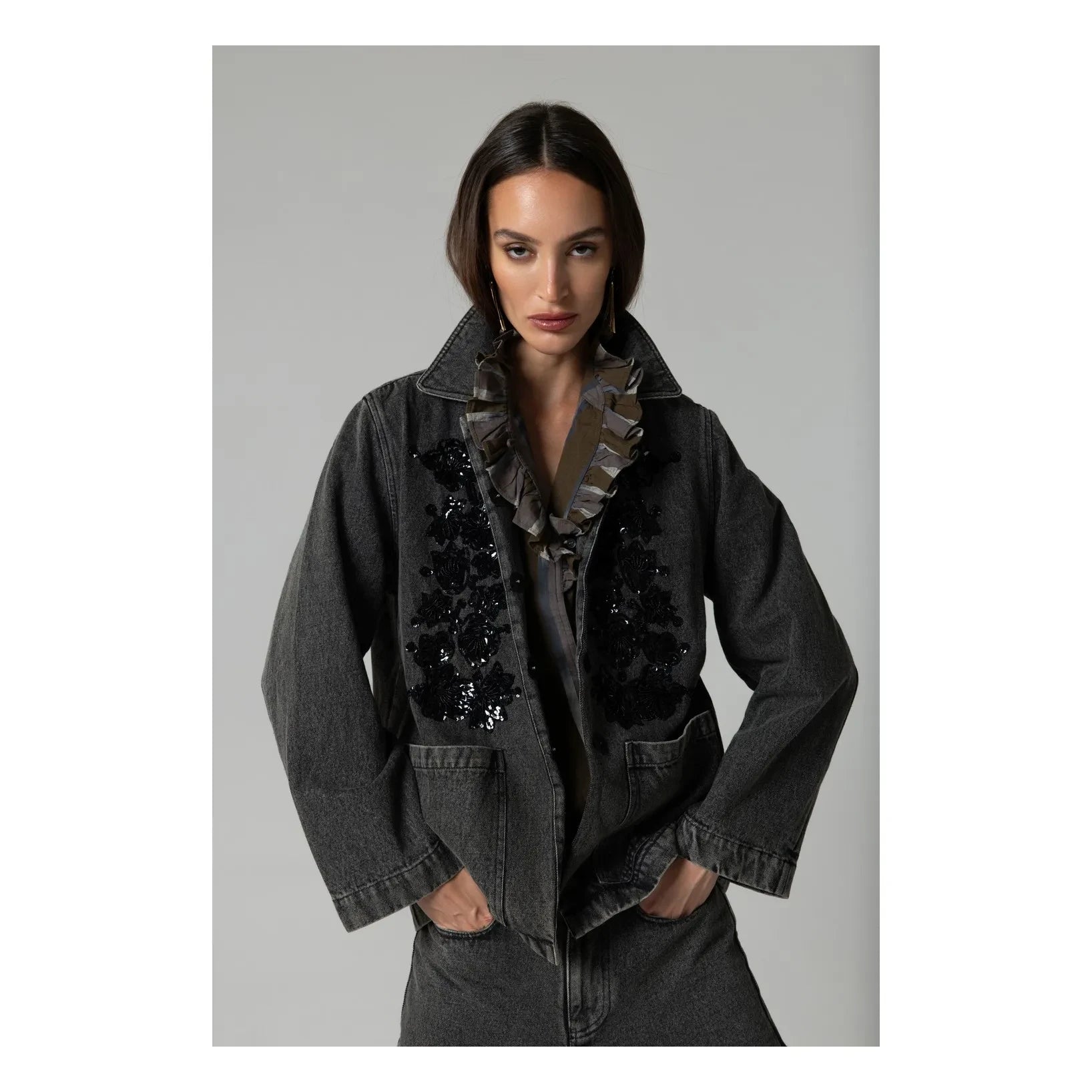 Virginie de Vinster - Chaqueta vaquera Emile | Gris carbón