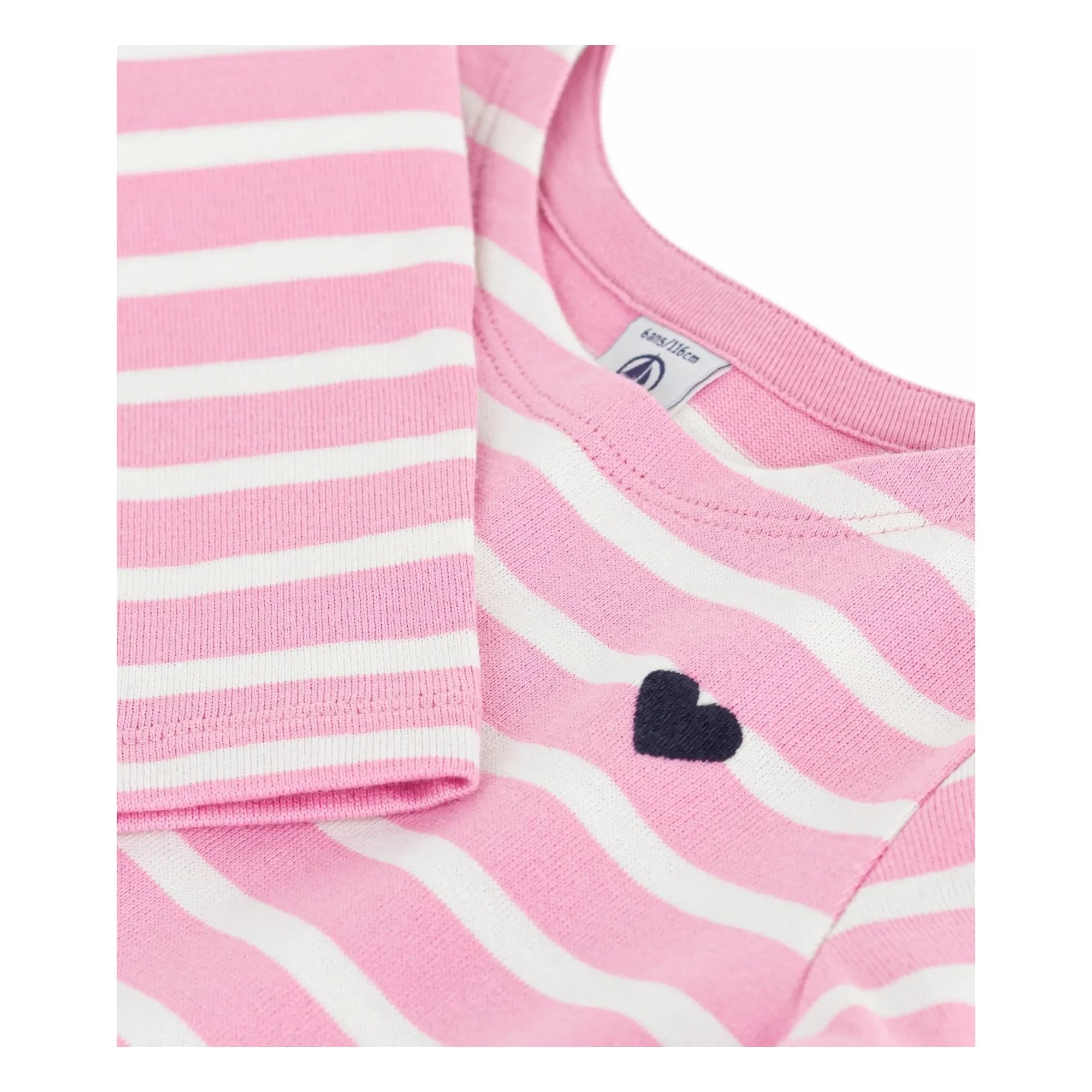 Petit Bateau - Vestido de algodón orgánico a rayas | Rosa caramelo