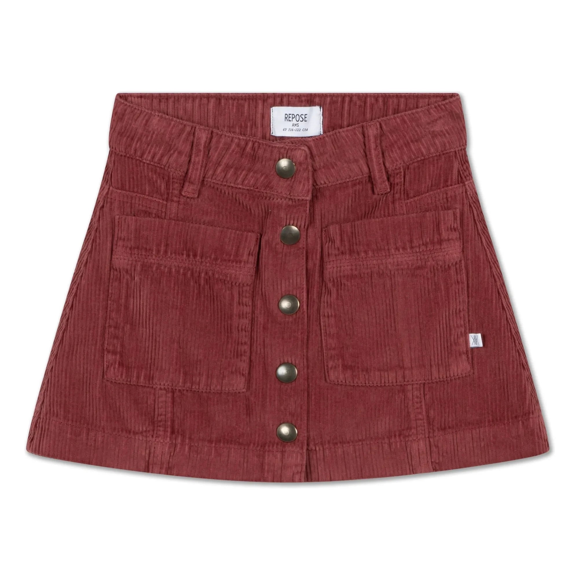 Repose AMS - Falda con botones de algodón orgánico | Rojo