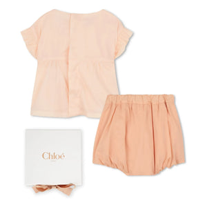 Chloé - Conjunto de blusa y bombacho de algodón orgánico | Rosa empolvado