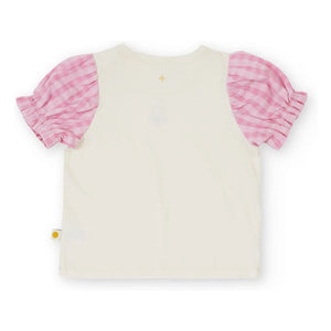 Goldie + Ace - Camiseta Vichy de Manga Bombacha | Crema