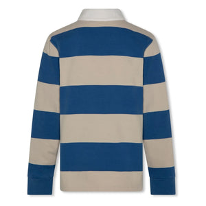 AO76 - Sudadera tipo polo de algodón reciclado a rayas Davey | Azul