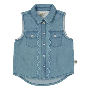 Goldie + Ace - Chaleco Chambray Sin Mangas | Azul