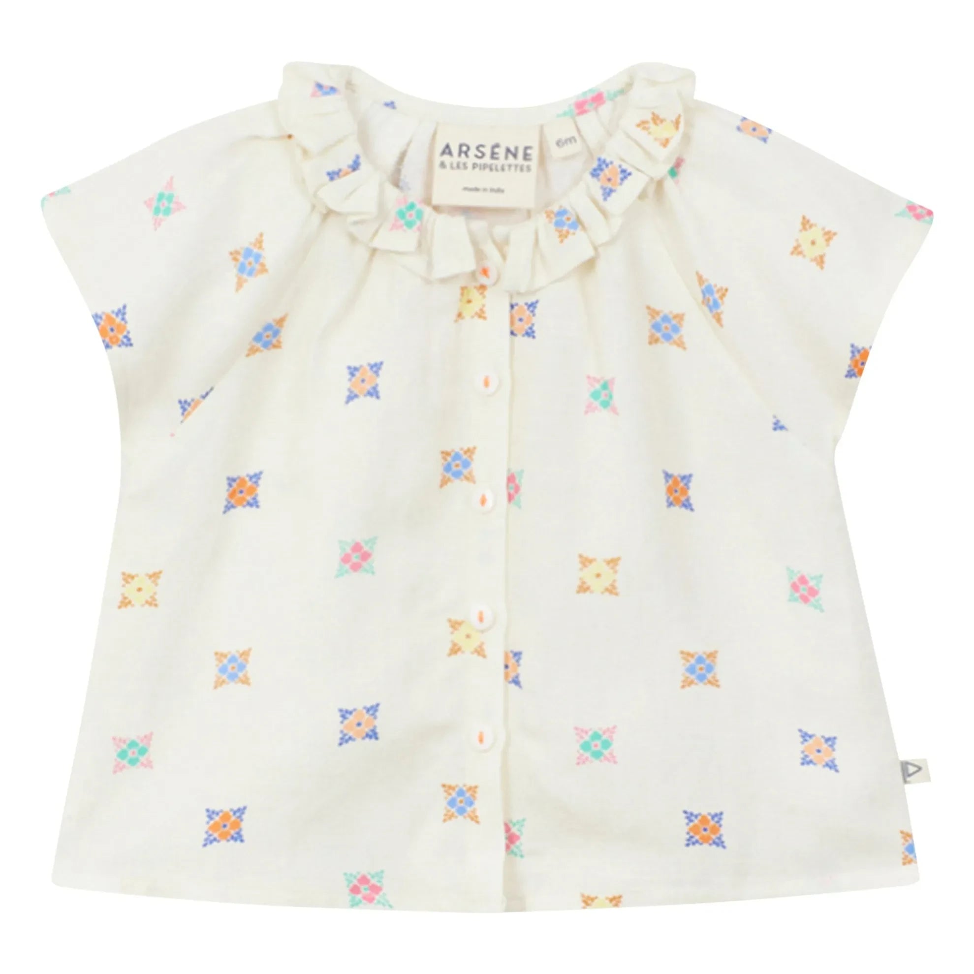 Arsène et Les Pipelettes - Blusa de lino con volantes | Crudo
