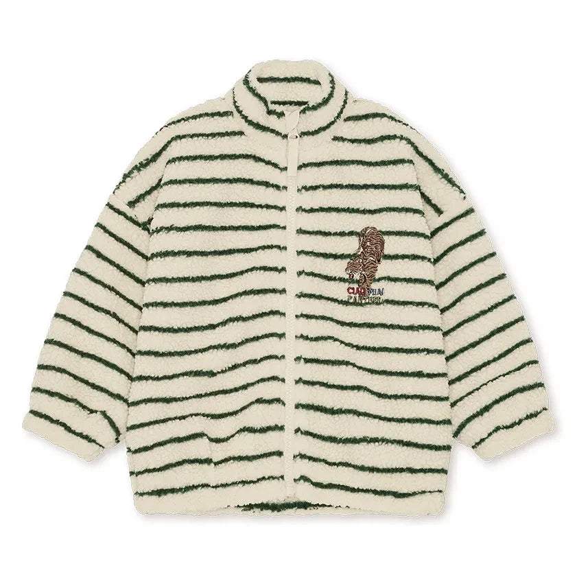 Konges Sløjd - Chaqueta Sherpa Jody a rayas de fibra reciclada | crudo