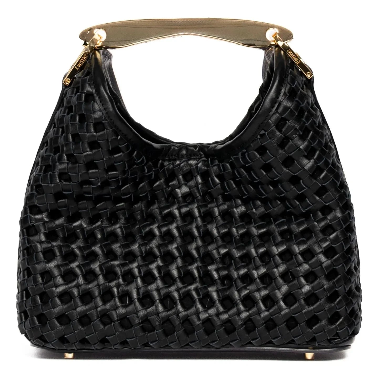 Elleme - Bolso de cuero de punto Little Boomerang | Negro