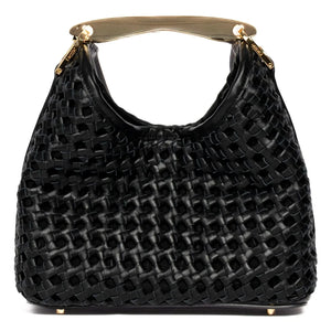 Elleme - Bolso de cuero de punto Little Boomerang | Negro
