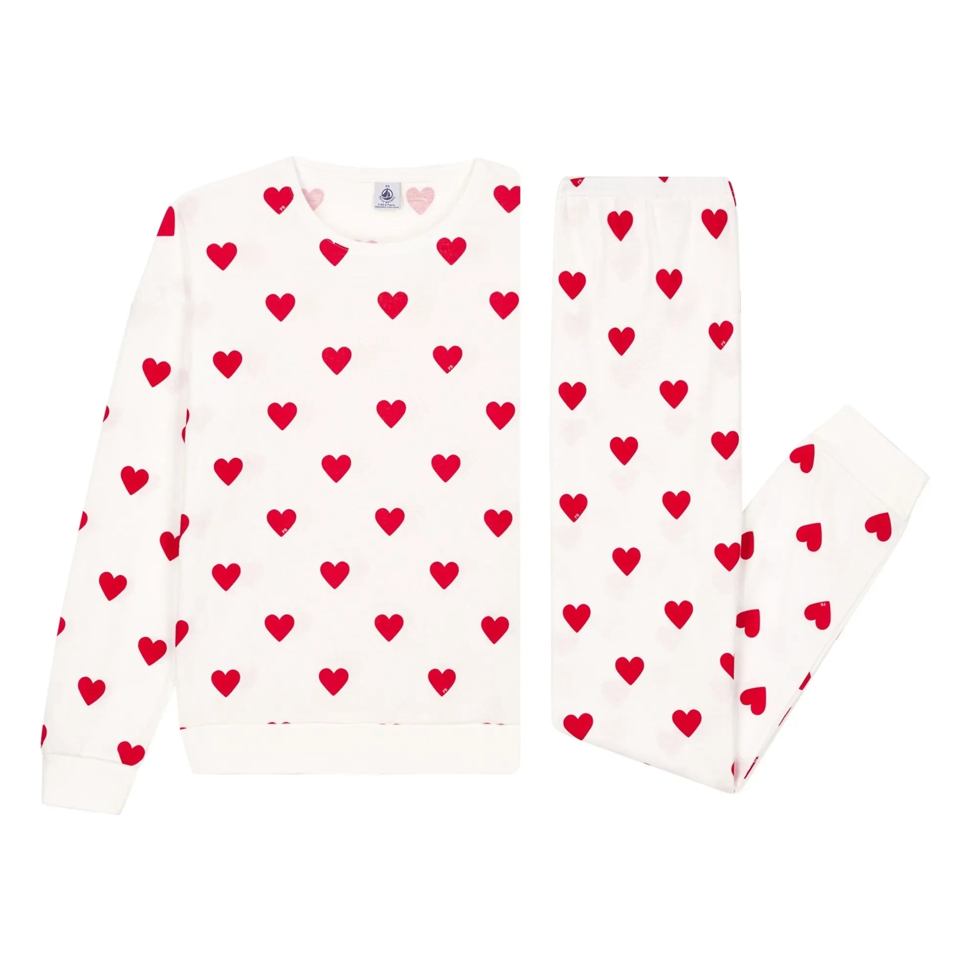 Petit Bateau - Conjunto de Pijama Corazón - Colección Mujer | Blanco