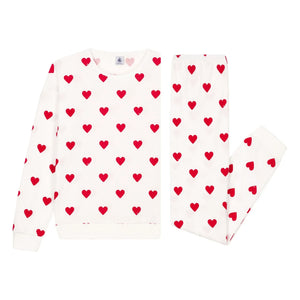 Petit Bateau - Conjunto de Pijama Corazón - Colección Mujer | Blanco