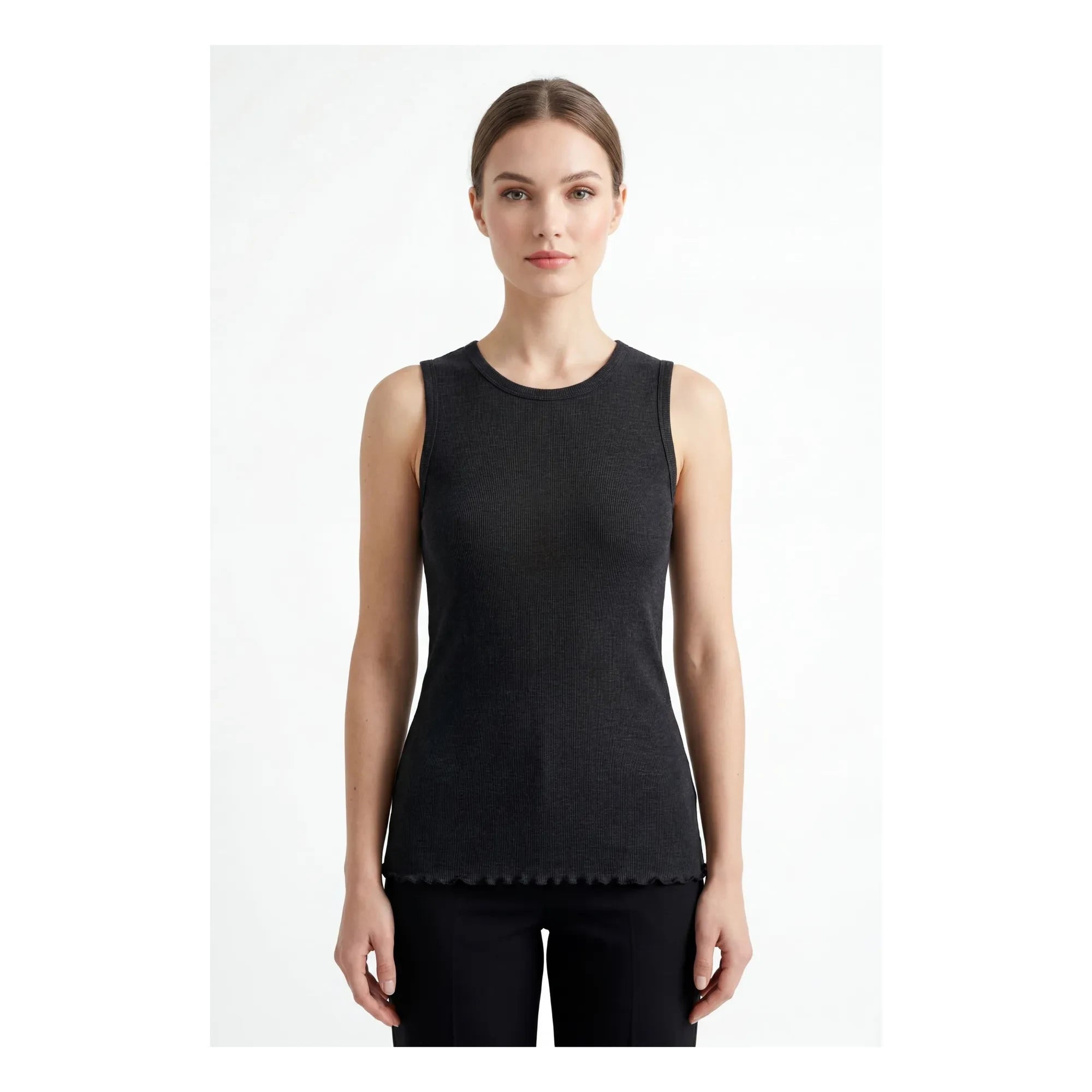 Hod - Camiseta sin mangas de lino azul marino | Negro