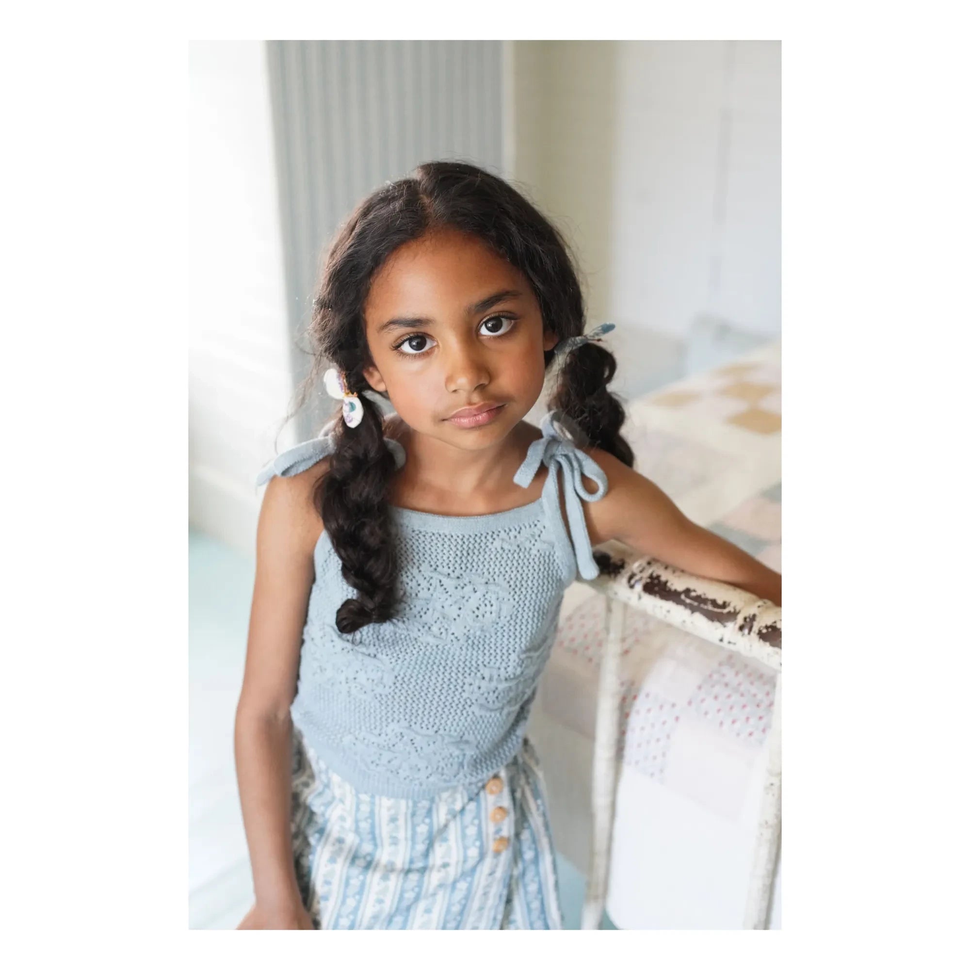 Soor Ploom - Camiseta de algodón orgánico June Fleurs | Azul hielo