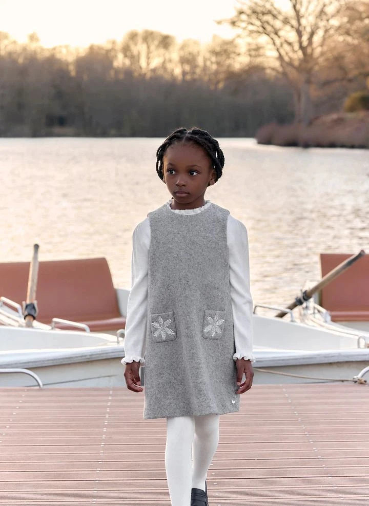 Tartine et Chocolat - Vestido de lana con detalle de bolsillo | Gris jaspeado