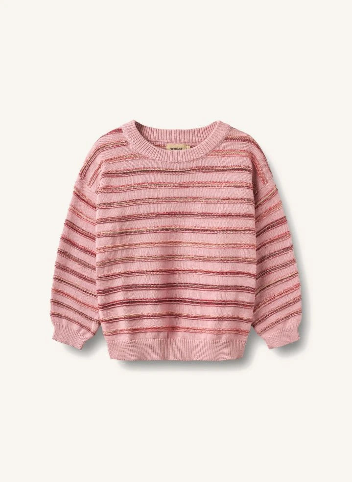 Wheat - Harlow Jersey jacquard de algodón orgánico a rayas | rosa jaspeado