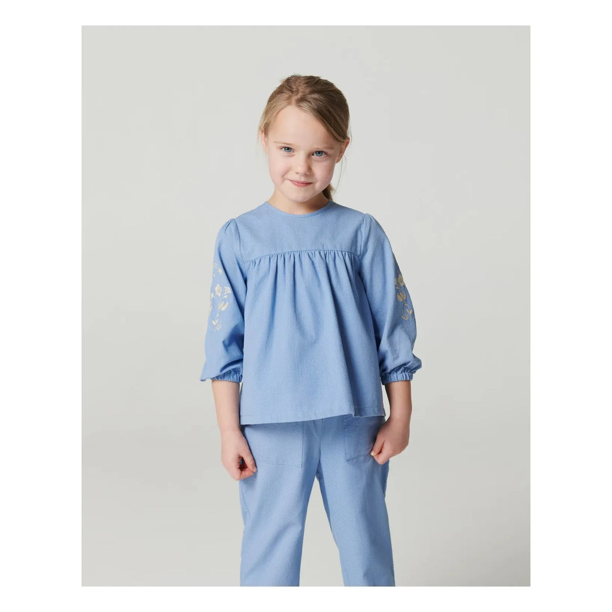Copenhagen Colors - Blusa de algodón orgánico bordada | Azul claro