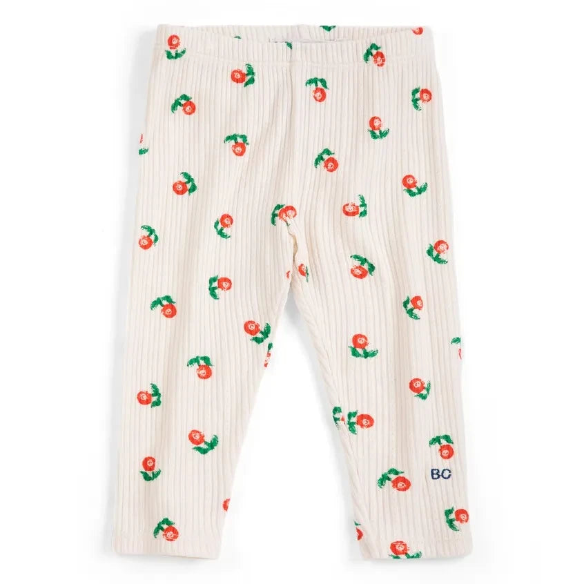 Bobo Choses - Mallas de canalé de algodón orgánico con estampado floral | Crudo