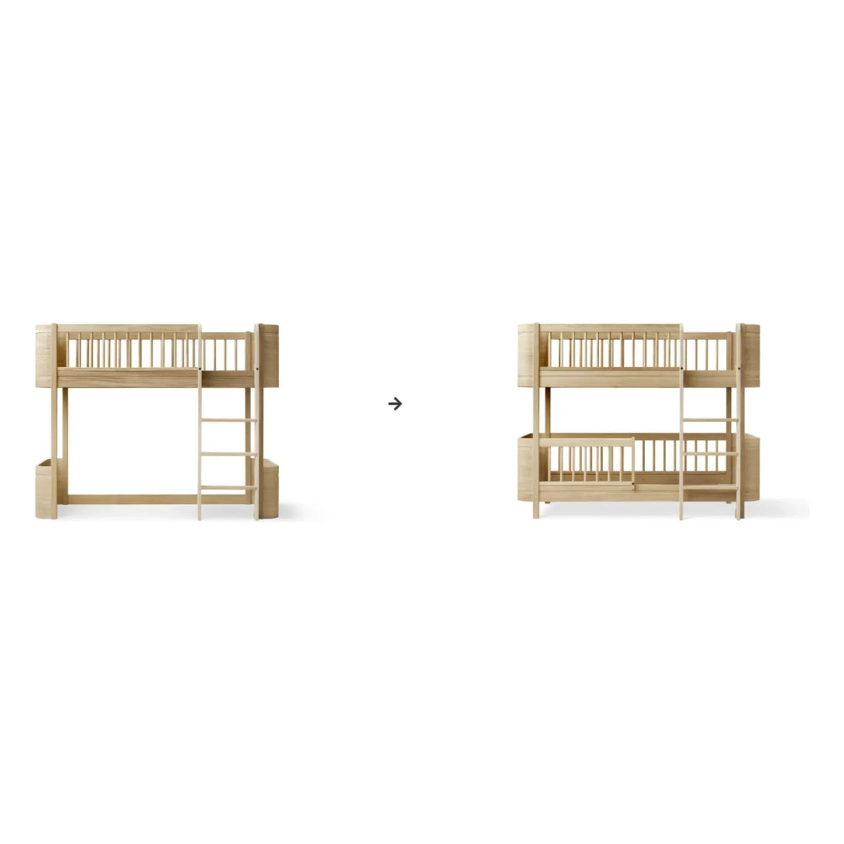 Oliver Furniture - Mini+ Kit de conversión de cama alta-media a litera alta-media | Roble