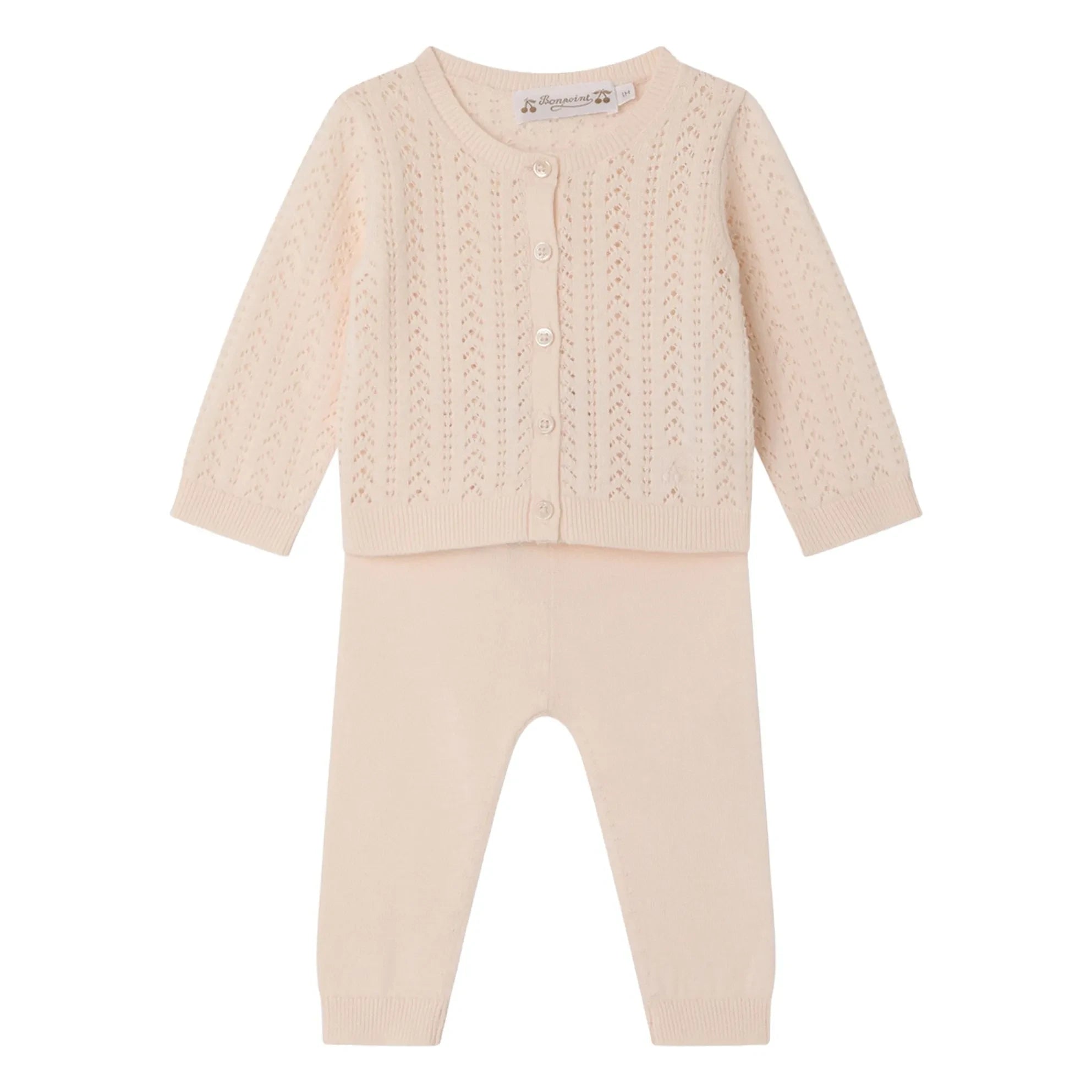 Bonpoint - Conjunto de cárdigan y leggings de algodón orgánico | Rosa empolvado
