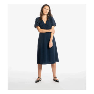 Matona - Vestido de algodón orgánico de largo medio | Azul marino