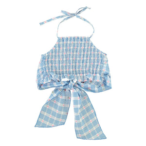 Bebe Organic - Top con nudo Ida de cuadros | Azul claro