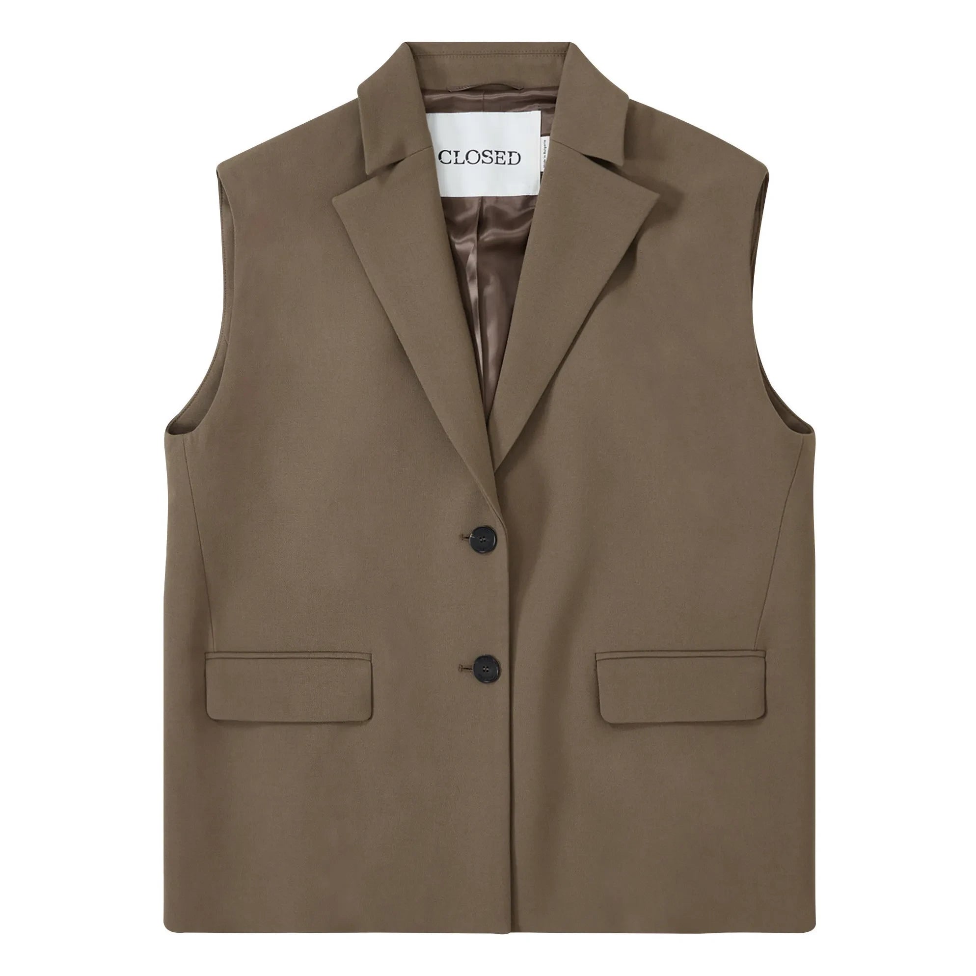Cerrado - Blazer sin mangas | Caqui
