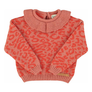 Piupiuchick - Jersey de cuello con volantes de lana de leopardo | Rosa