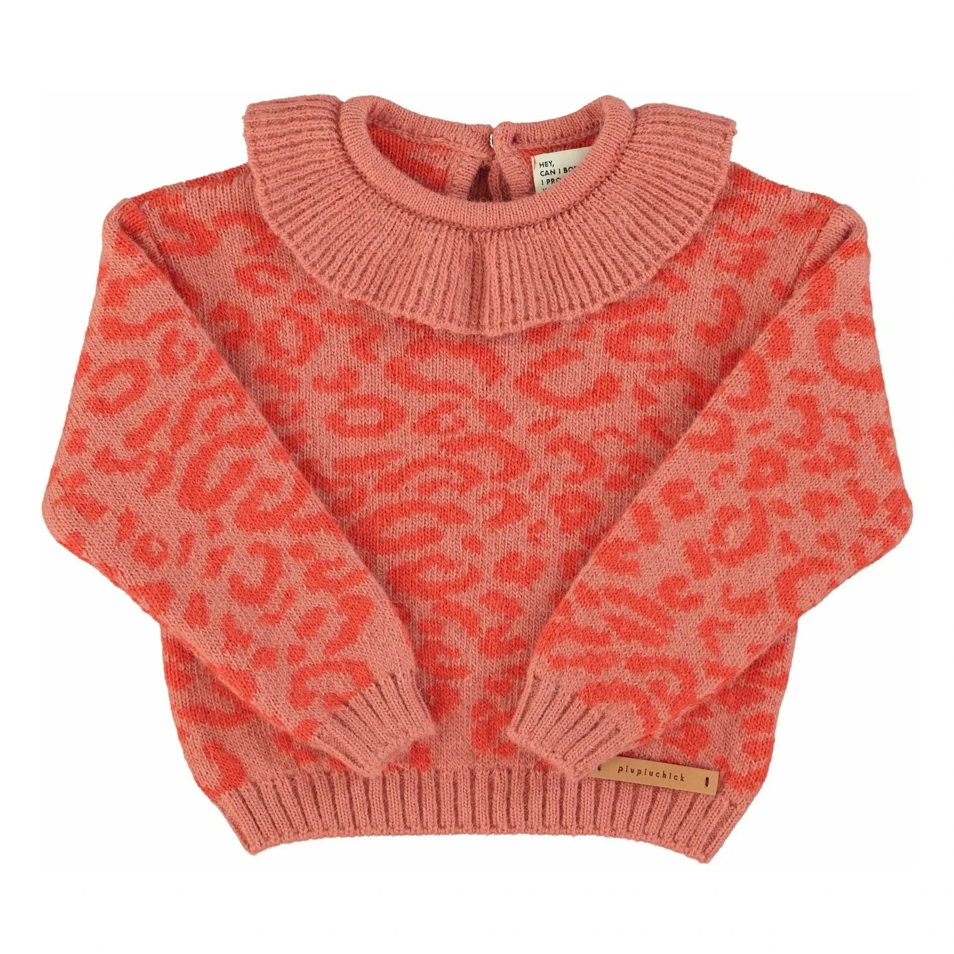 Piupiuchick - Jersey de cuello con volantes de lana de leopardo | Rosa
