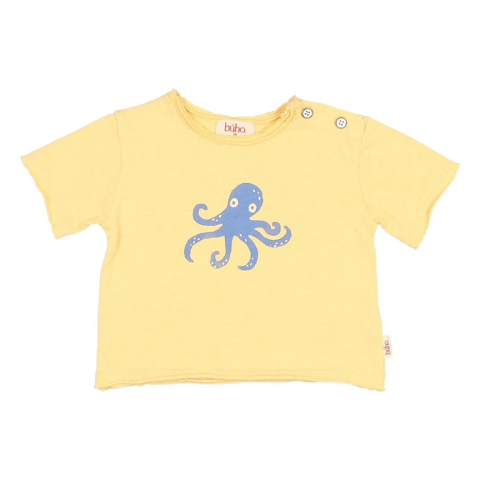 Búho - Camiseta pulpo de algodón orgánico | Amarillo