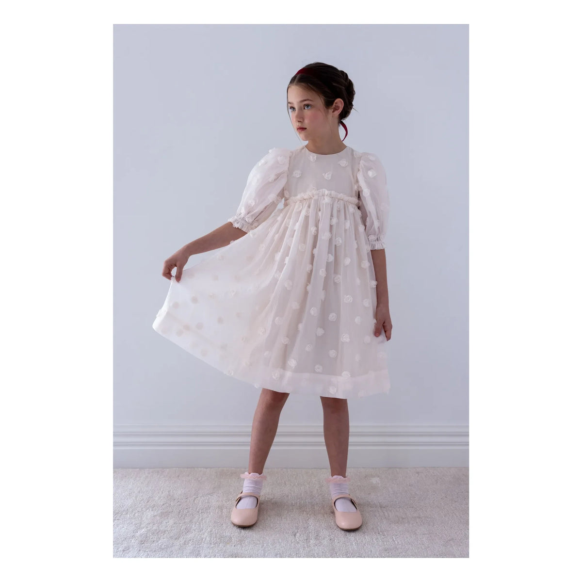 petite Amalie - Vestido Organza Rosas | Rosa Lichi