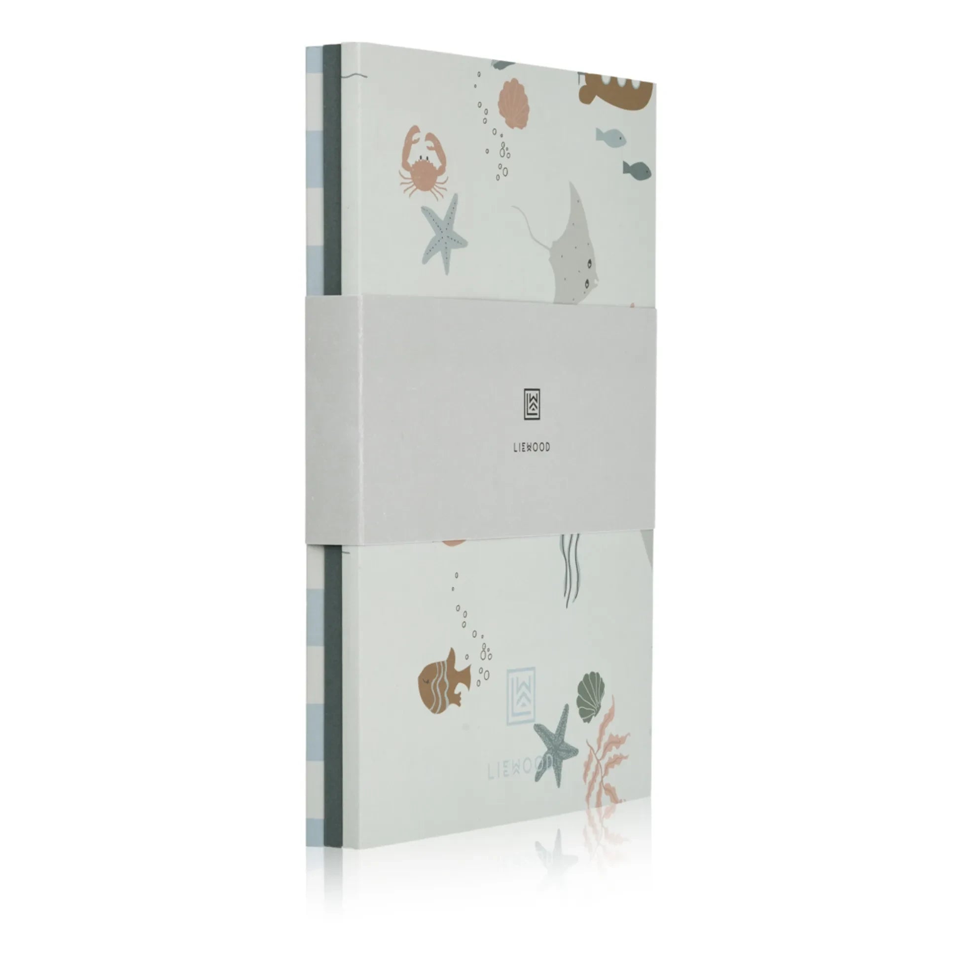 Liewood - Cuadernos A5 Sidney - Set de 3 | Criaturas marinas/Rayas mixtas