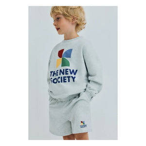 the new society - TNS Logo Jogger Shorts | Gris jaspeado