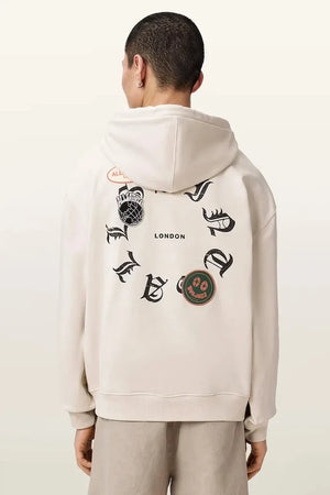 Sudadera con capucha y cremallera de algodón para hombre AllSaints PATCHER