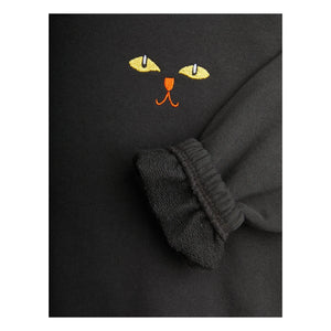 Mini Rodini - Sudadera con capucha de gato de algodón orgánico negro