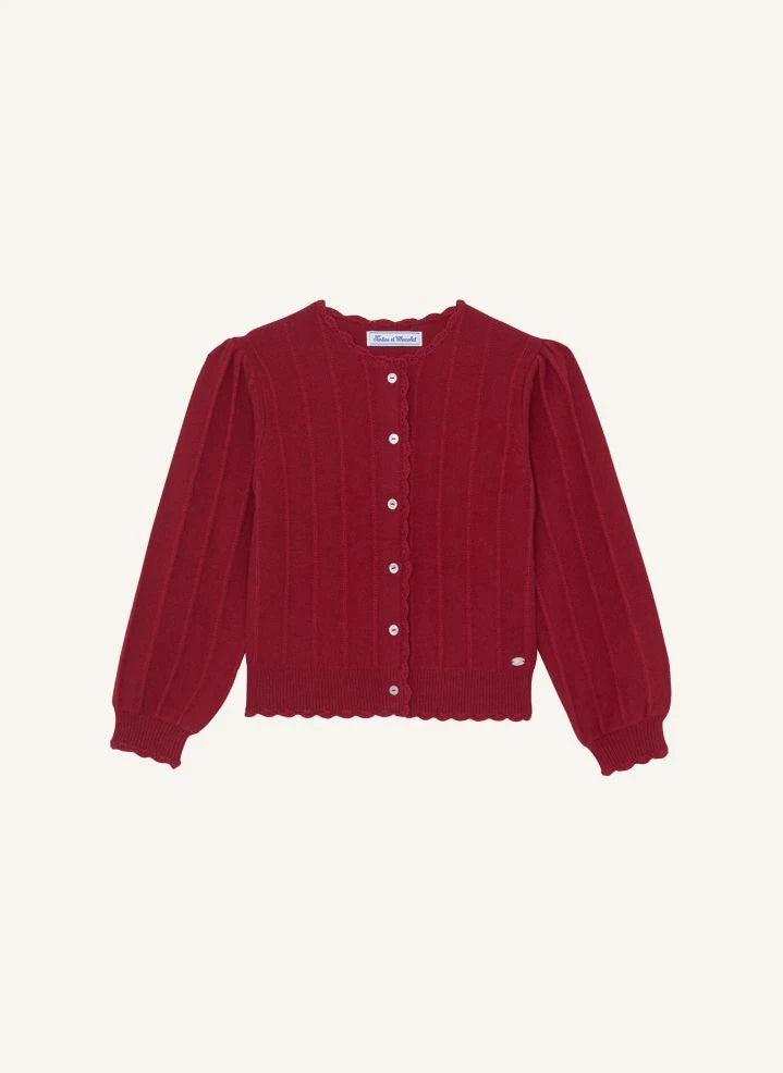 Tartine et Chocolat - Cardigan Festón | Rojo cereza