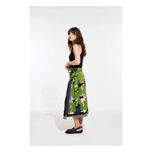 Mapoésie - Falda de popelina Zoé Poppy | Verde oscuro