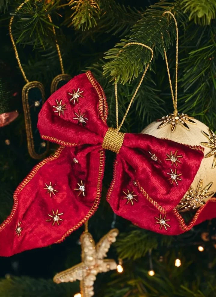 Anna + Nina - Adorno Navideño de Lujo Rojo con Perlas | Rojo