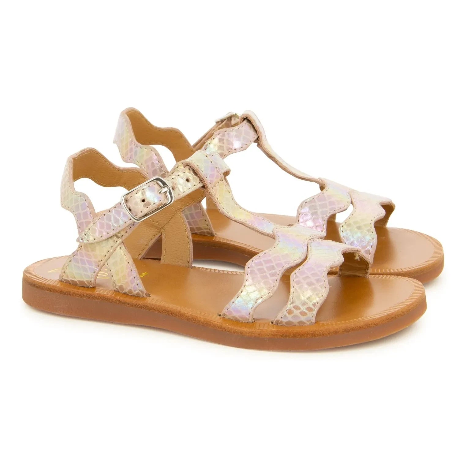 Pom d'Api - Plagette Frizz sandaletler | Pembe Altın
