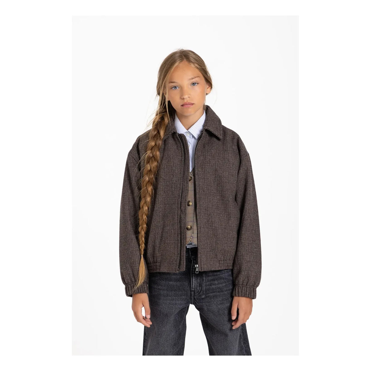 Finger in the nose - Sage Houndstooth Chaqueta de lana | Marrón