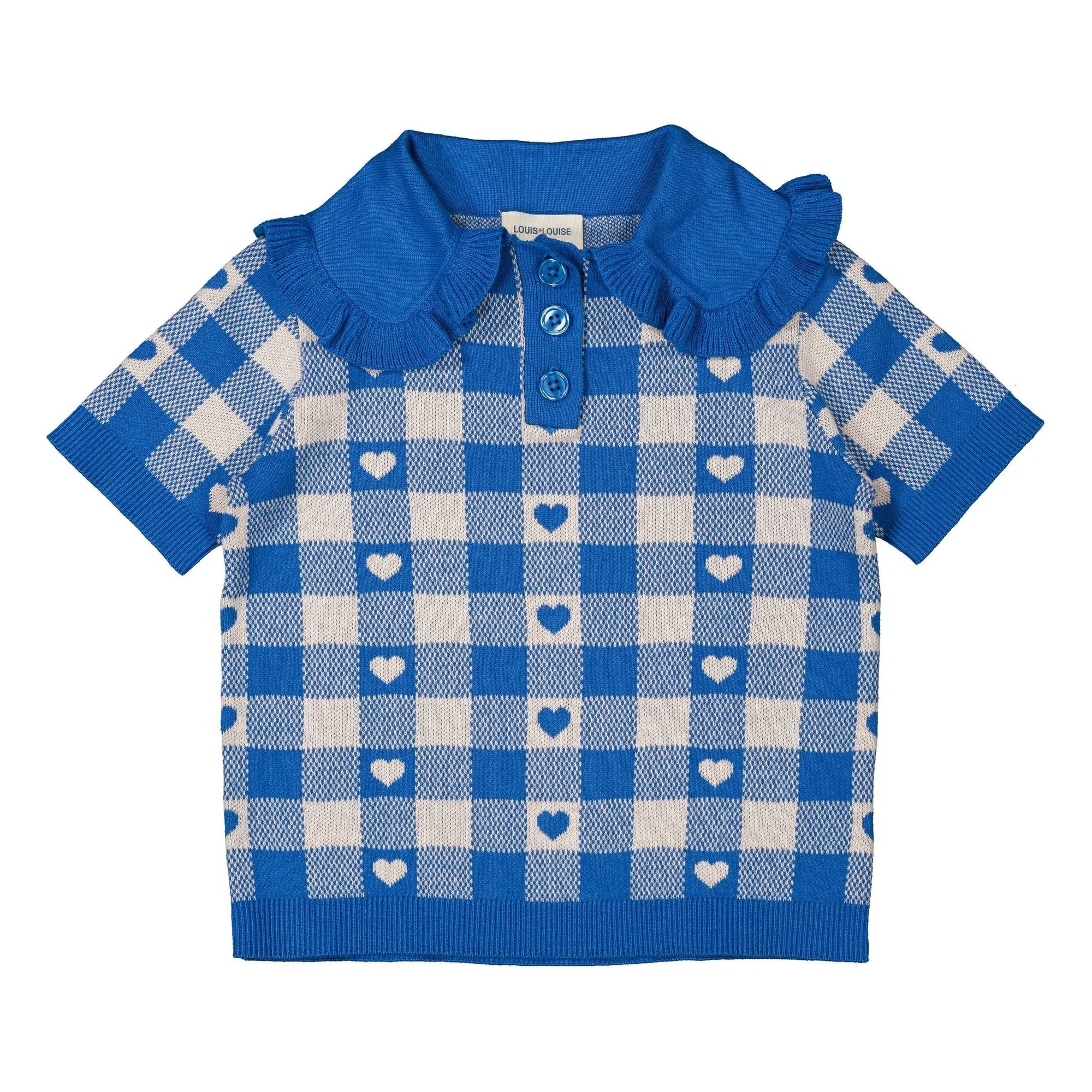 Louis Louise - Camiseta de punto Paule a cuadros | Azul real