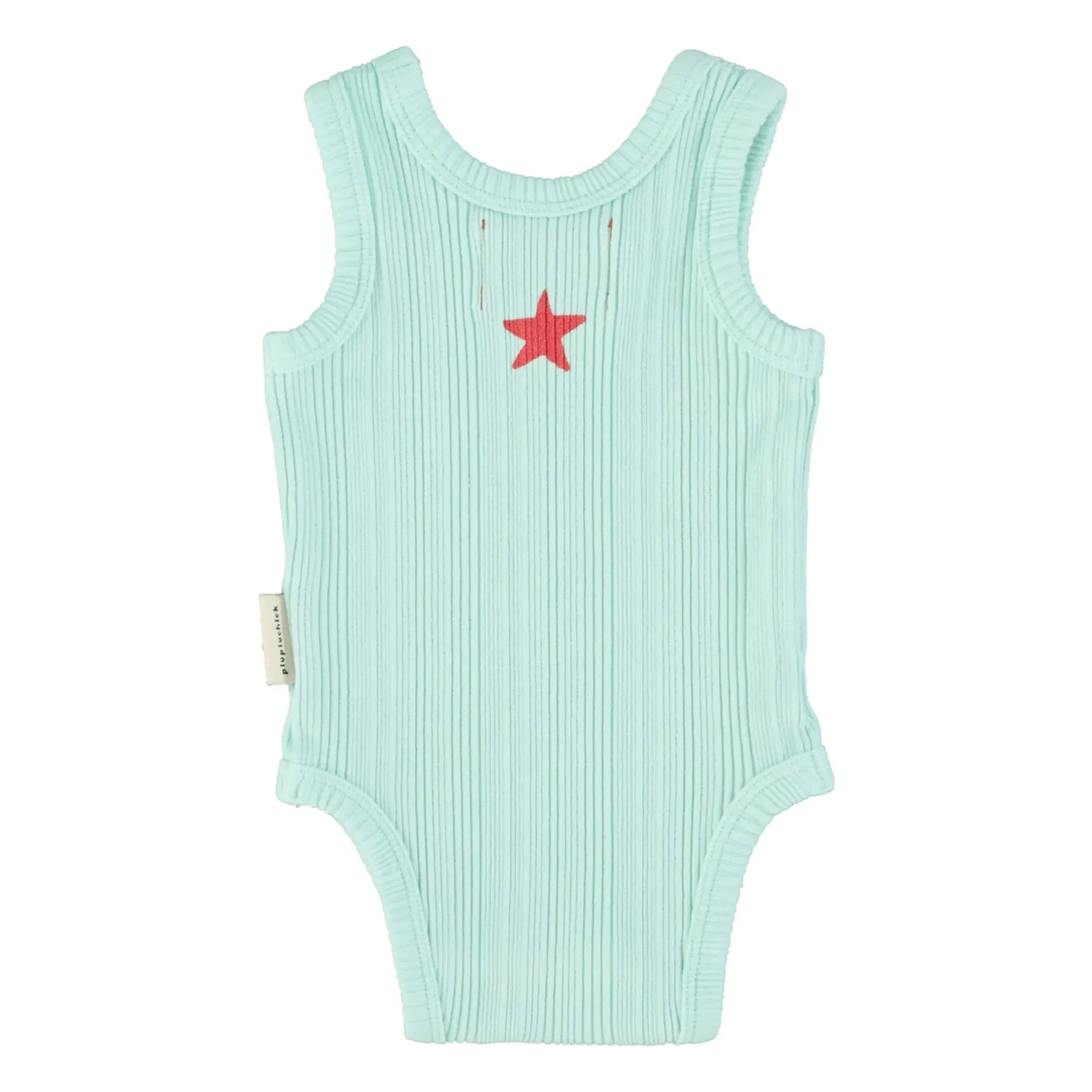 Piupiuchick - Body de canalé de algodón orgánico con cuello en forma de barco | Turquesa