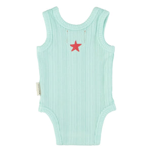 Piupiuchick - Body de canalé de algodón orgánico con cuello en forma de barco | Turquesa