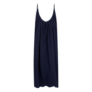 Anja Paris - Vestido de Gasa de Algodón | Azul marino
