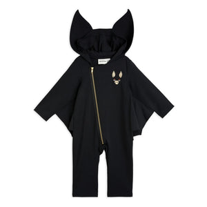 Mini Rodini - Bat suit de algodón orgánico | Negro