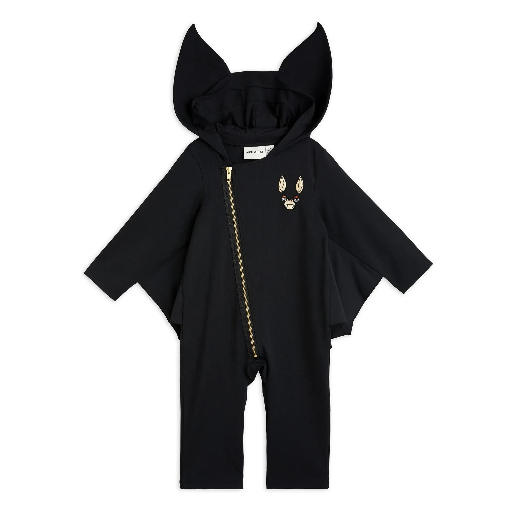 Mini Rodini - Bat suit de algodón orgánico | Negro