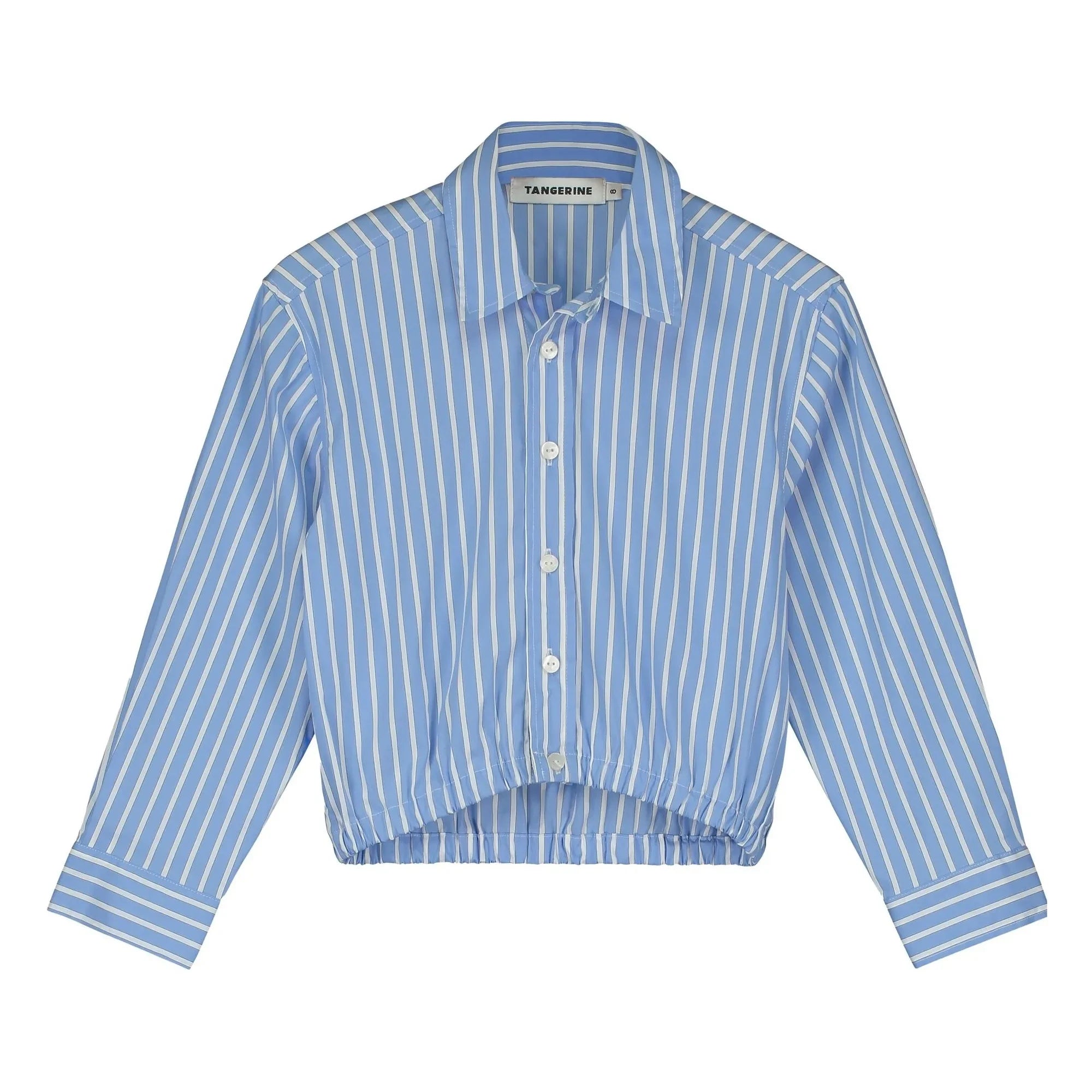 Tangerine - Camisa corta elástica a rayas | Azul claro