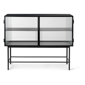 Ferm Living - Consola Haze en cristal y metal a rayas | Negro
